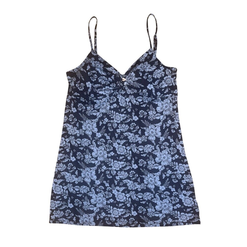 SO Goods For Life Blue Floral Strappy Mini Dress Sleeveless Sundress Size Large